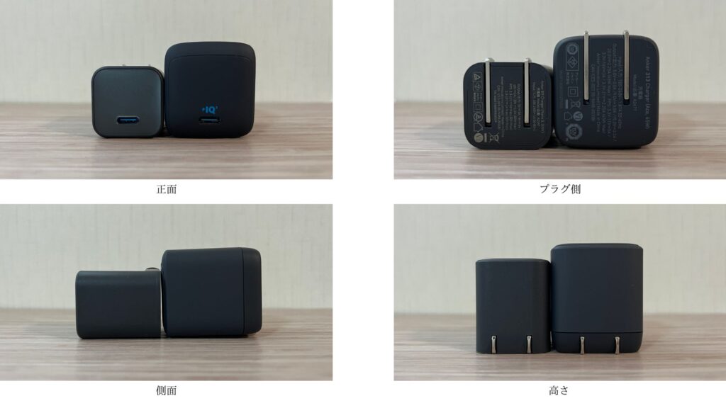 Anker 313 Charger (Ace, 45W)とAnker 511 Charger (Nano 3, 30W)比較