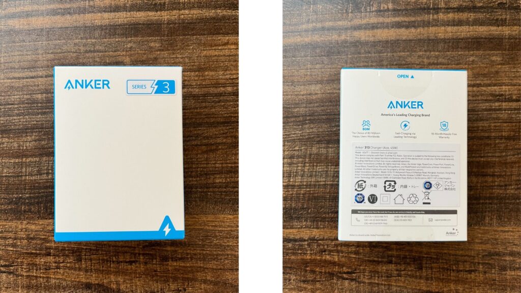 Anker 313 Charger (Ace, 45W)の外箱